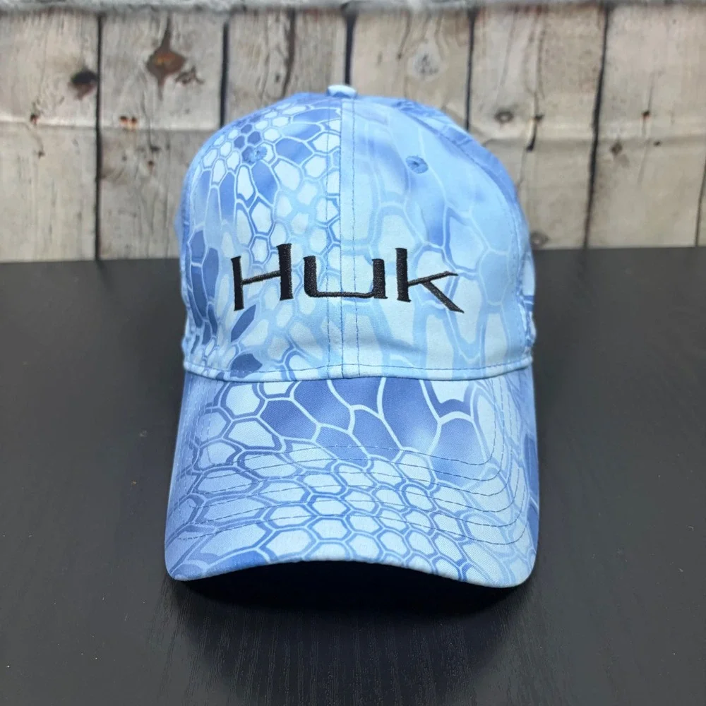 Huk Performance Fishing Hat Kryptek Pontus Blue Camo Stretch Fit Cap Mens M-L
